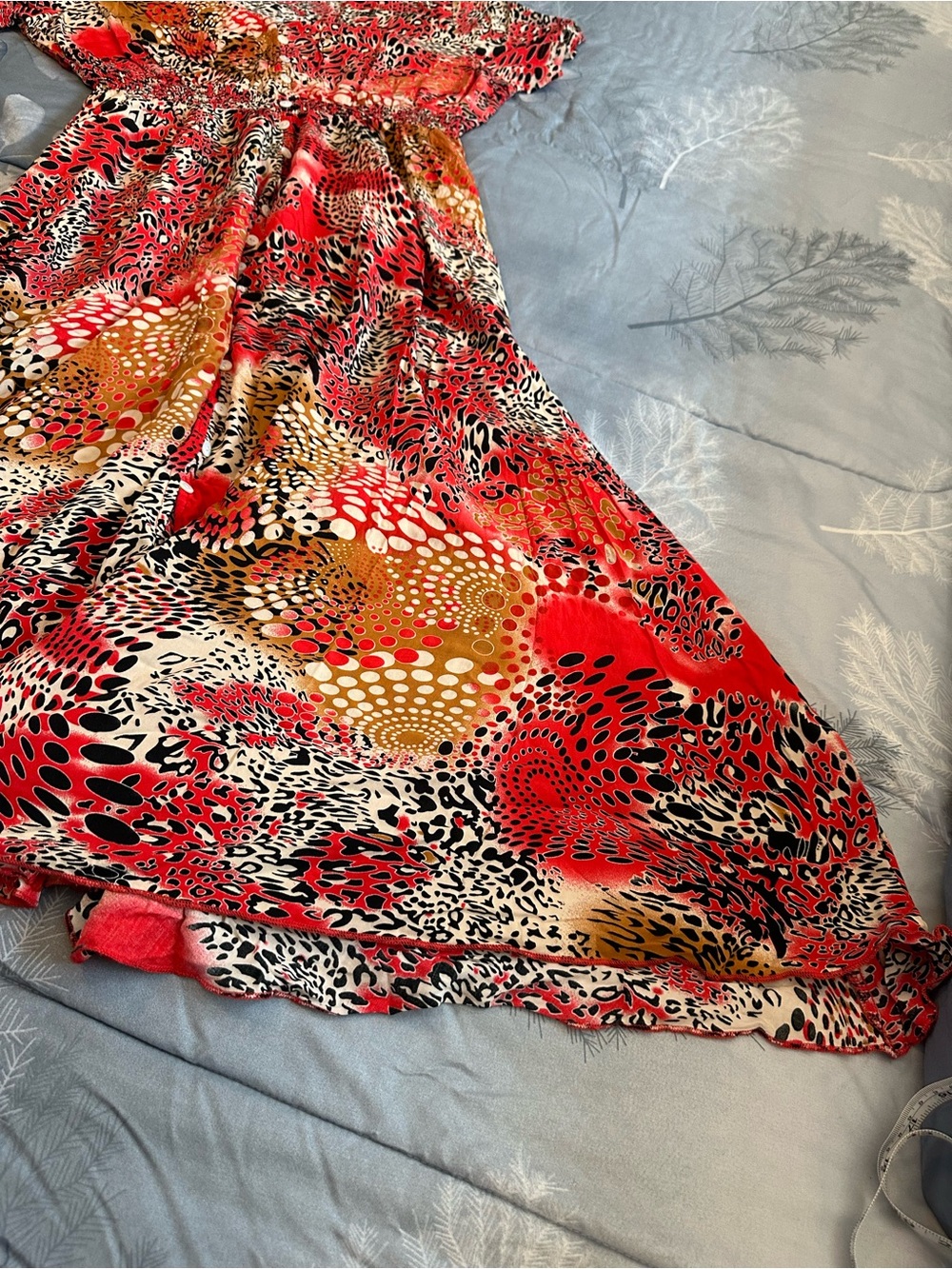 EUC Vibrant Red Multi-Animal Print Women's Maxi Dress Sz XL - Picture 13 of 15